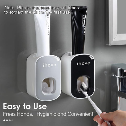 iHave Toothpaste Dispenser Wall Mount, Automatic Toothpaste Squeezer for Bathroom, Grey