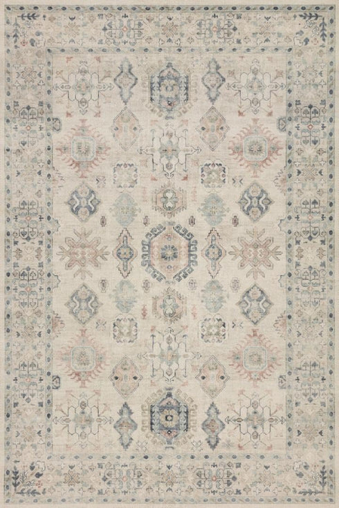 Loloi Hathaway Collection HTH-04 Runner Rug, Beige/Multi, 2'-6" x 7'-6", .25" Thick, Soft, Durable, Modern, Low Pile