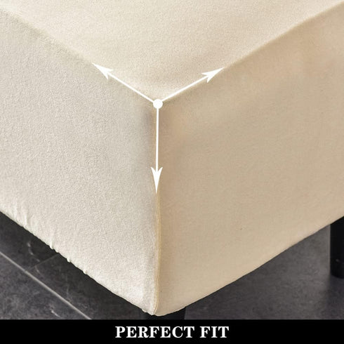 Stretch Ottoman Covers, Velvet Ottoman Slipcover Rectangle Storage Stool Cover Footstool Slipcover for Living Room