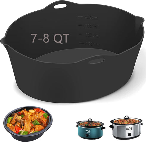 Silicone Liners - Fit for Crock Pots/Slow Cookers 7-8 Quart, Reusable/BPA Free/Leakproof Cooking Accessories for Oval