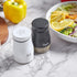 Bivvclaz Salt and Pepper Shakers Set, 5 Ounce Stainless Steel Dispenser with Glass Bottom for Modern Kitchen Decor