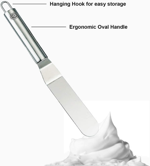 NewlineNY Professional Baker’s All Stainless Steel Spatula Set, 4 Offset Blades (6”, 8”, 10”, 12”) for Icing