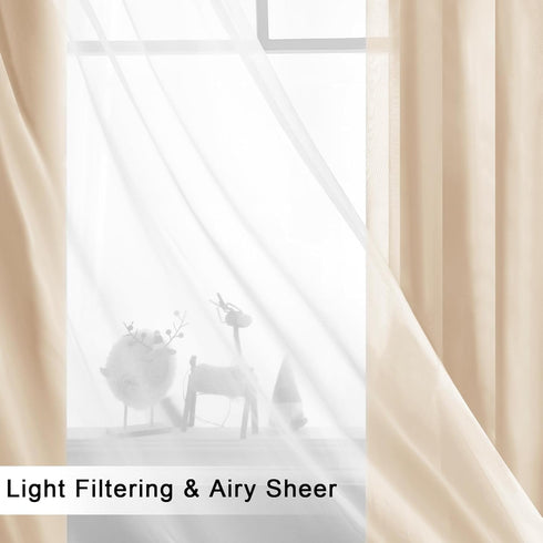 2 52W 84L Hiasan Blackout Curtains with Sheer Overlay, Thermal Insulated Mix & Match Double Layer Room Darkening