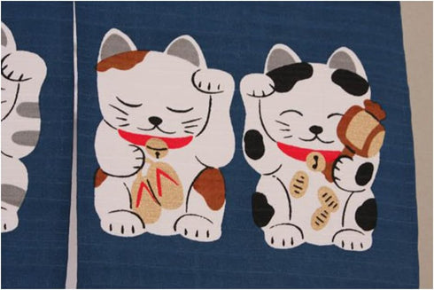 NARUMI ?? Noren (Japanese Curtain) Seven Beckoning Cat/Maneki Neko 17-507, 85×30cm from Japan