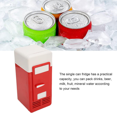 Mini Fridge, USB Fridge Insulated Cooling Small Portable Low Decibel Energy Saving Semiconductor Refrigeratior for Bedroom, Car, Office Desk & Dorm Room (Red)
