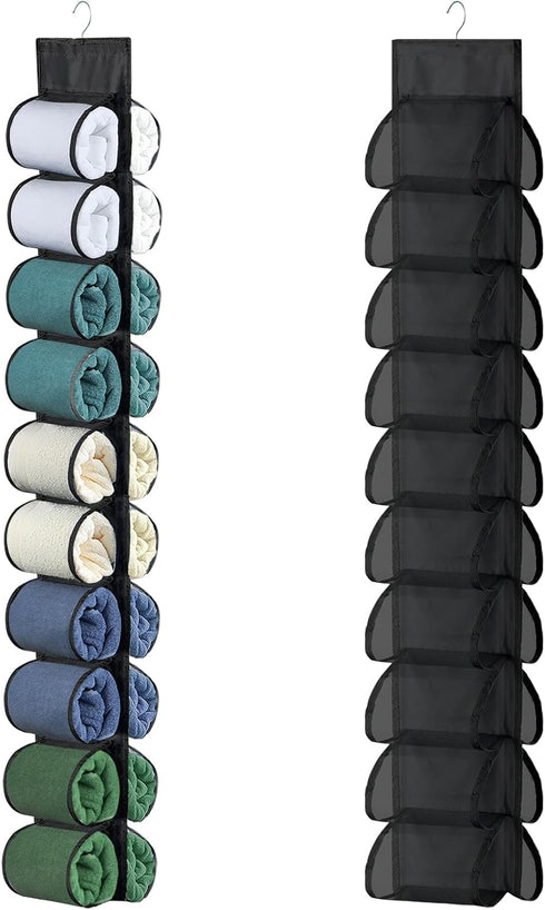 Legging Organizer for Closet, 20 Pockets Hanging Storage for Behind Door, Wardrobe, Clothes Storage (Black)