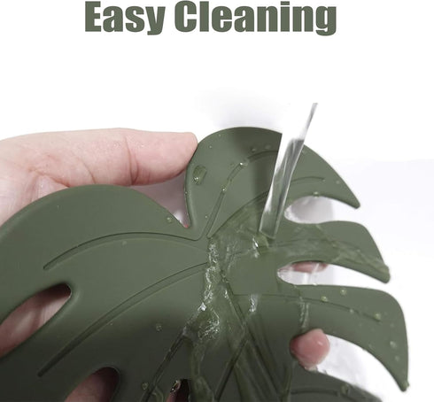 Silicone Trivet Mat Set of 2, Monstera Pot Holders for Hot Pots, Non-Slip Coasters for Kitchen Countertops