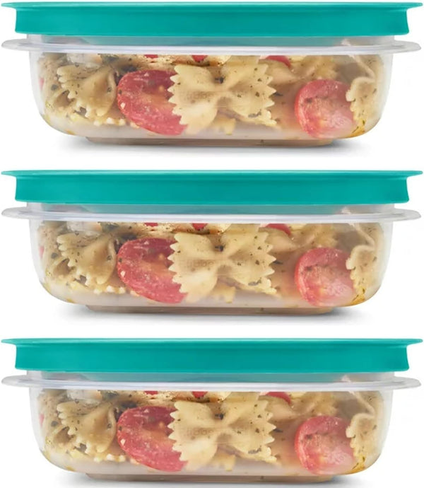 Utenselux Rubber Maid Storage Containers, Easy Find Lids, Turquoise, 3 cup Flex & Seal Leak Proof Food Storage Set