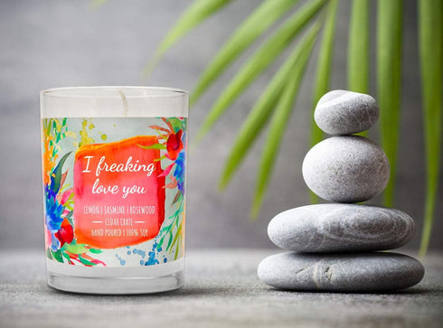 I Freaking Love You Candle Gifts for Women, Relaxing Gifts for Mother’s Day, Lemon Jasmine Rosewood Scented