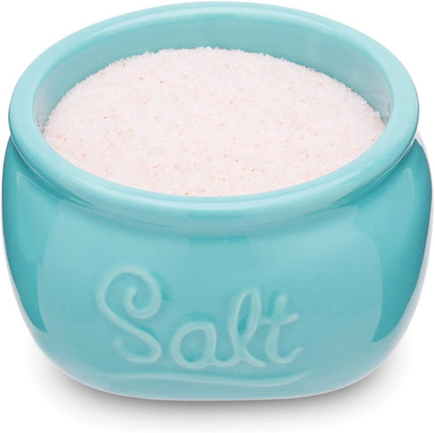Fox Run Vintage Style Mason Jar Salt Cellar, Blue Ceramic with White Lid, 1 Cup Capacity