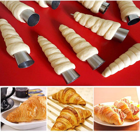 16 Pcs Cream Horn Molds with Cleaning Brush, Stainless Steel Cannoli Forms for Baking, 5-inch Large Size
