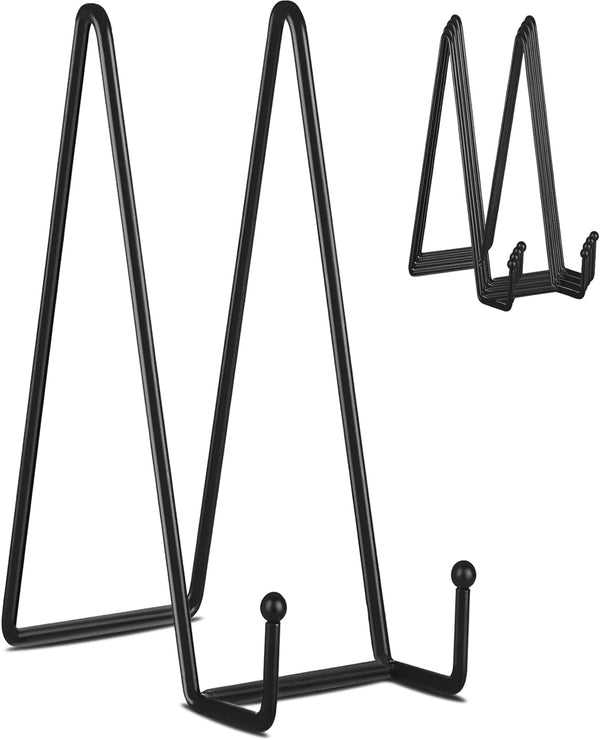 IBosins 5 Pack 10 Inch Plate Holder Display Stands, Large Metal Black Frame for Pictures, Books