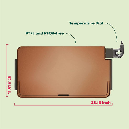 15 12" 22", bella XL Electric Ceramic Titanium Griddle, Make Eggs At Once, Healthy-Eco Non-stick Coating, Hassle-Free