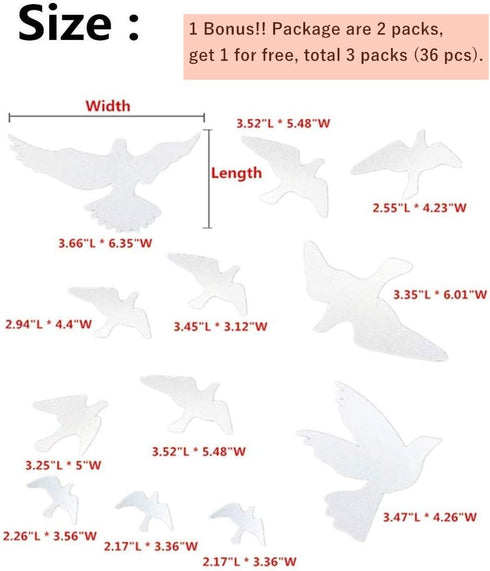Anti-Collision Window Bird Stickers Decals Glass Door Protect and Save Bird Strikes (Transparent-36 Pcs) by MESINURS
