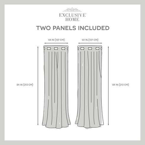 Exclusive Home Loha Linen Grommet Top Curtain Panel Pair, 54"x84", Black Pearl