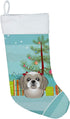 Caroline's Treasures Christmas Tree and Gray Silver Shih Tzu Stocking, Holiday Decor