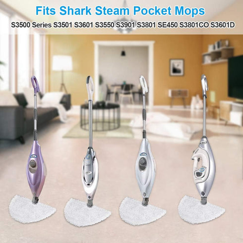 Fushing 3Pcs Steam Mop Pads, Triangle Washable Microfiber Cleaning Replacement Pads for Shark Steam Pocket Mop