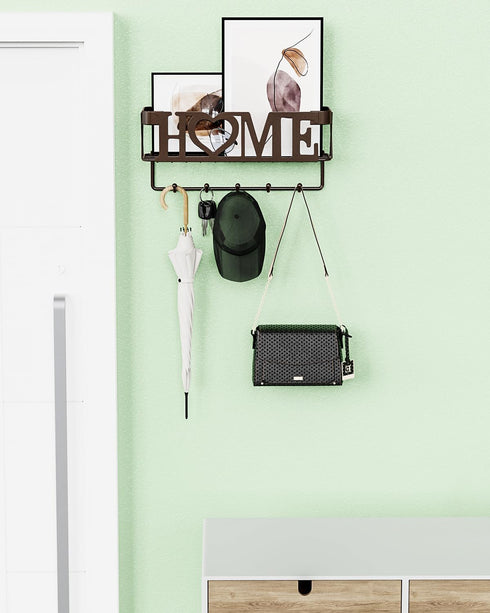 Key Holder for Wall - Self Adhesive Key Holder Wall Mount with 5 Key Hooks, 11.02" L×2.75" W×4.92" H, Mail Organizer Wall Mounted, Key Hanger for Wall, Entryway, Home Decor (Bronze) by OHOBABY