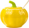 Pumpkin Shape Ceramic Sugar Bowl with Lid and Spoon, Elegant Design for Home and Kitchen, Yellow, 10.5 OZ