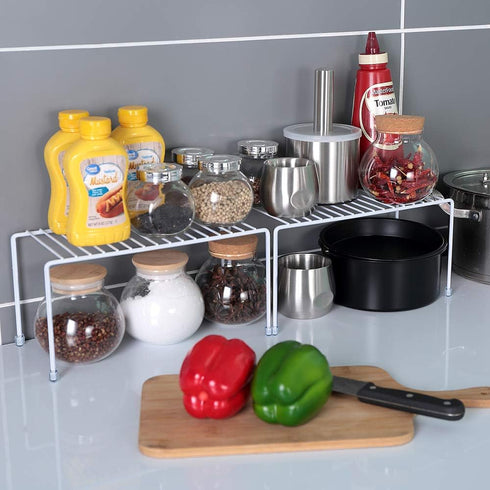 yaenoei White,Set 2 Kitchen Shelves, Cabinet Organization Mini Storage Shelf