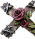 Polly House 10" Rose with Wood Look Resin CROSS Wall Decoration, Great for Gifts