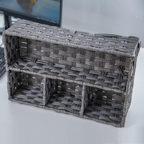 Toilet Paper Basket for Tank Topper, Woven Storage Box Cube Container, Grey 1pc