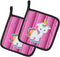 Caroline's Treasures BB6806PTHD Pair of Pink Stripes Unicorn Pot Holders, 7.5 x 7.5, Heat Resistant Kitchen Hot Pads