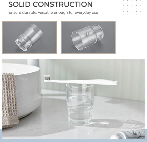Bathroom Glass Cup, Aomasi Transparent Toothbrush & Toothpaste Holder, Mouthwash Tumbler Cup Drinking Mug Glassware