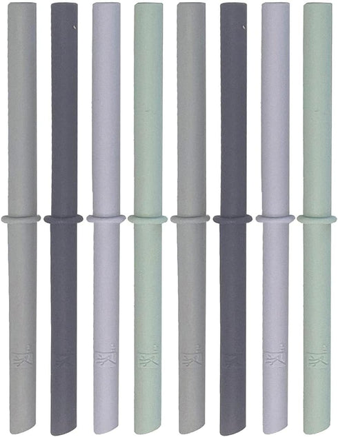 Elk and Friends Reusable Silicone Straws, Pack of 8 Colorful Straws with Stopper for 12oz & 14oz Mason Jars