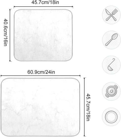 White Marble Dish Drying Mat, Easy Clean Dishwasher Safe Heat Resistant Eco-Friendly Countertop Mat, 18 x 24 inches