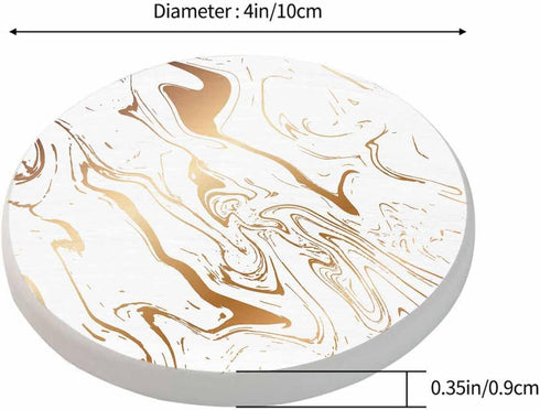 Pznen 2 Pack Accessories,Set 2 Liquid Marble Texture Coasters for Drinks Water Wave Curve Modern Doodle White Gold Oil