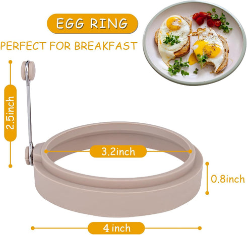 YOLCAR 4-Pack 4 Inch, Nordic Silicone Egg Rings, Non-Stick Egg Mold - Colorful