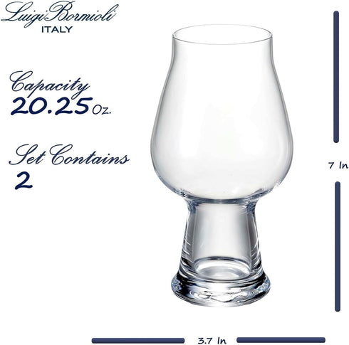 Luigi Bormioli Birrateque Stout Beer Glasses, 20.25 oz, Set of 2, Made in Italy