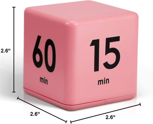 Weewooday Cube Timer Productivity Flip Timer for ADHD, 15 20 30 60 Minutes Countdown Learning Management (Pink)