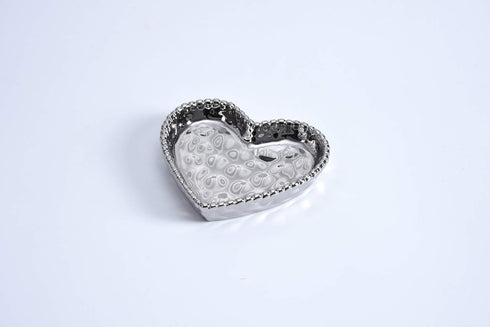 Love is in the Air Small Porcelain Heart Dish, Silver
