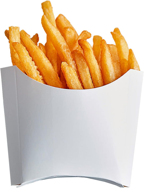 CUSINIUM 4 oz 50-Pack Small White French Fry Containers, Disposable French Fries Holders
