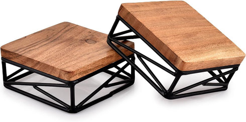 NIRMAN Riser Square Display Wooden Base Stand for Kitchen/Bathroom Counter/Plant Stand Set of