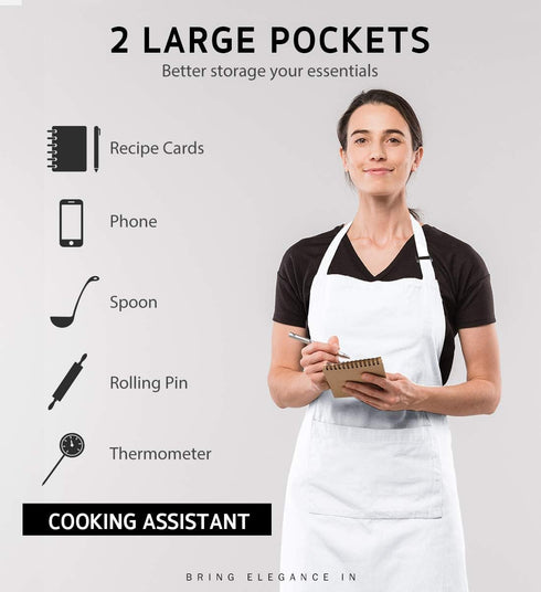 12 Pack 100% 2 Syntus Bib Apron, Unisex Aprons Adjustable Cotton with Pockets Cooking Kitchen Aprons for Women Men