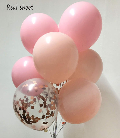 Pink & Rose Gold Confetti Balloons for Birthday Party Decorations - 50 Count, 12inch