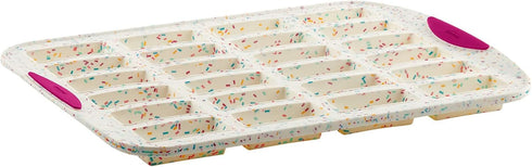 Trudeau 24 Slot Mini Bar Pan Silicone Bakeware - Confetti White