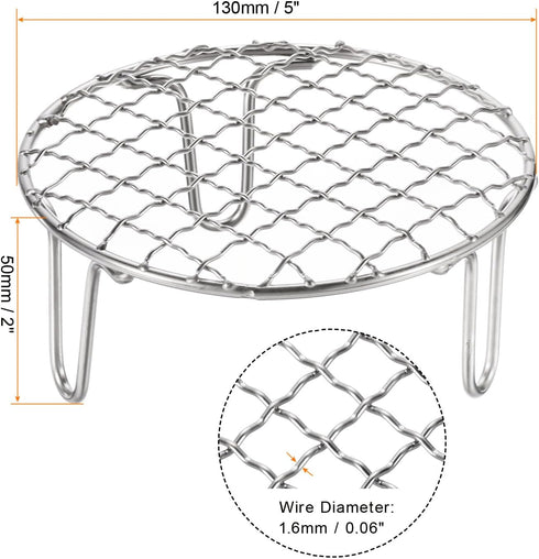 Round Cooking Rack 5-inch Stainless Steel Cross Wire Barbecue Grill Net with 50mm Legs for Cooking Baking Steaming BBQ
