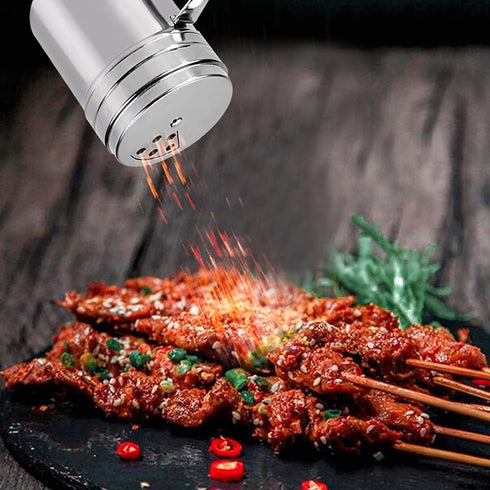 3Pcs Stainless Steel Seasoning Bottle with Handle, Dredge Shaker for Spice, Salt, Powdered Sugar