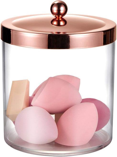 SheeChung Premium Apothecary Jar, 50 Oz. Large Clear Plastic Container with Rust Proof Stainless Steel Lid, Storage