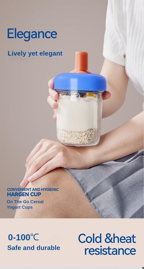 2 Pack 13.5 oz Overnight Oats Containers with Lids and Spoons, Breakfast Yogurt Cup to Go, for Milk, Cereal, Oatmeal