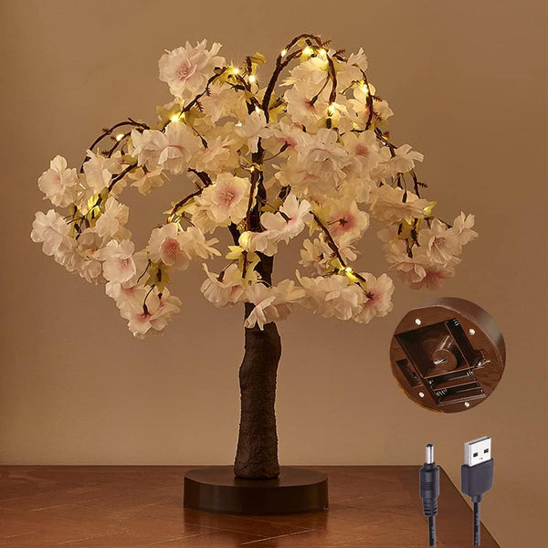 Hairui Lighted Cherry Blossom Tree Battery Operated 18IN 40 Warm White LED