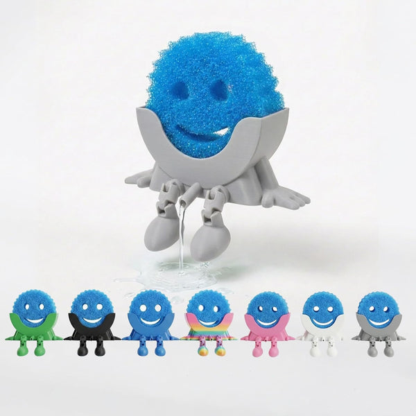 Generic Creative Hanging Sponge Holder with Drainage/Traceless Glue, 3D Printing Countertop Funny Sponge