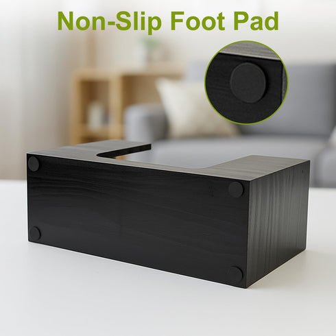 Hilislog Countertop Counter Wooden Paper Towel Dispenser Paper Towel Holder for Bathroom Black Napkin Holder Kitchen