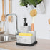 LeucSuiok 3 1 Soap Dispenser with Sponge Holder and Brush Holder,White Marble in Liquid Hand Dish Soap Dispenser