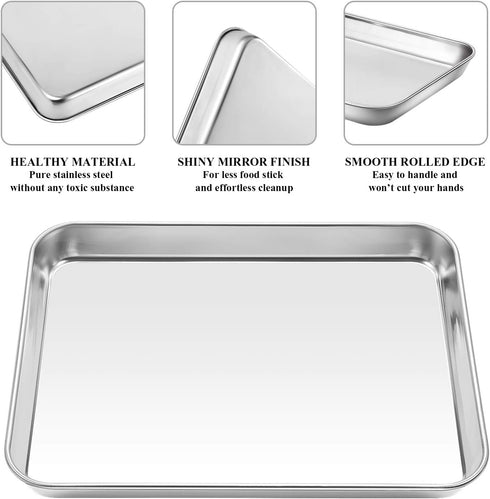 Baking Sheet with Cooling Rack Set, 2 Stainless Steel Cookie Sheets and Racks, Heavy Duty, Non-Toxic