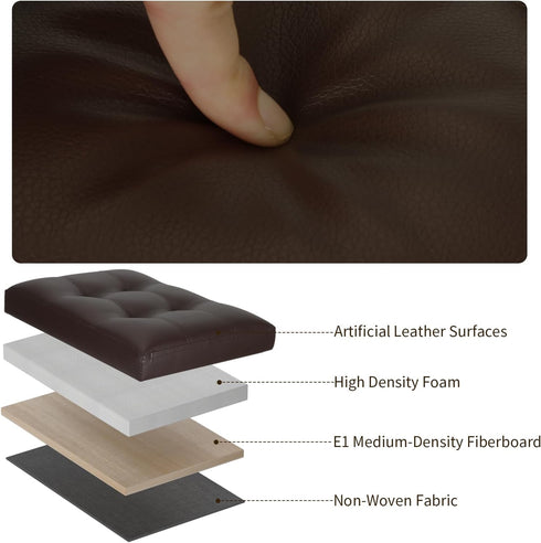 350 lbs, 17x13x13 BelugaHelper Storage Ottoman Foot Rest Stool, Foldable Leather Footstool Storage Bench with Thicker
